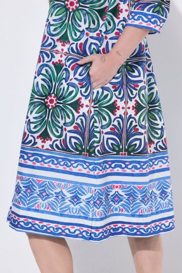Ulla Popken 846952 Abito chemisier a fiori Bianco - Vestiti midi - Abiti midi taglie comode