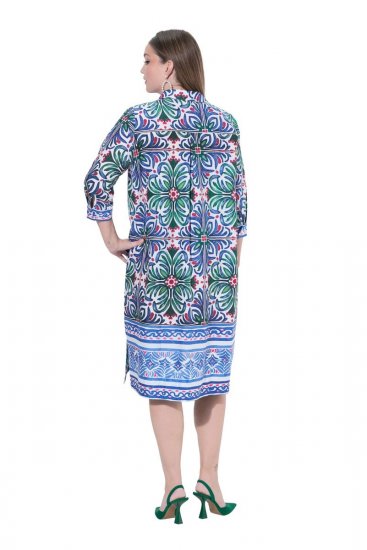 Ulla Popken 846952 Abito chemisier a fiori Bianco - Vestiti midi - Abiti midi taglie comode