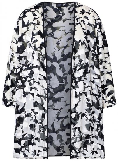 Ulla Popken 847060 Giacca aperta in chiffon devoré Nero - Giacche - Giacche taglie forti da donna