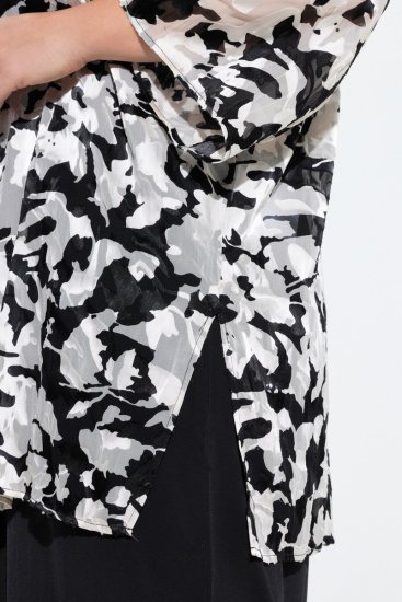 Ulla Popken 847060 Giacca aperta in chiffon devoré Nero - Giacche - Giacche taglie forti da donna