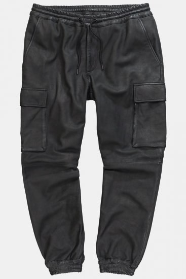 JP1880 847064 Pantaloni cargo in nappa di agnello Nero - Pantaloni in pelle da uomo in taglie forti - Pantaloni in pelle taglie forti