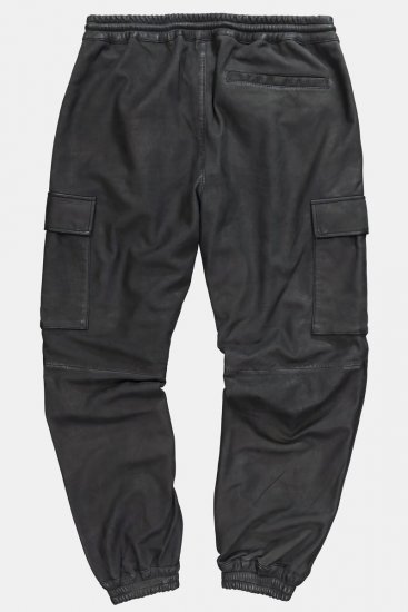 JP1880 847064 Pantaloni cargo in nappa di agnello Nero - Pantaloni in pelle da uomo in taglie forti - Pantaloni in pelle taglie forti