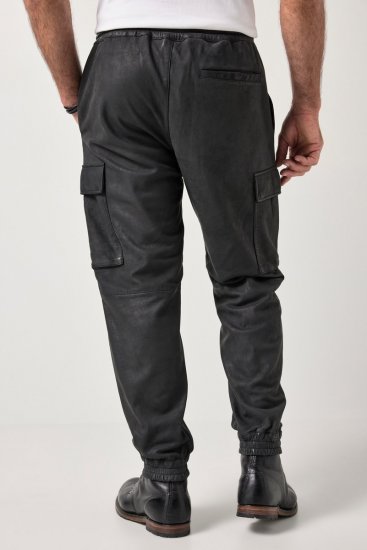 JP1880 847064 Pantaloni cargo in nappa di agnello Nero - Pantaloni in pelle da uomo in taglie forti - Pantaloni in pelle taglie forti