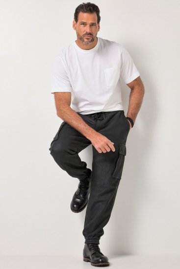 JP1880 847064 Pantaloni cargo in nappa di agnello Nero - Pantaloni in pelle da uomo in taglie forti - Pantaloni in pelle taglie forti