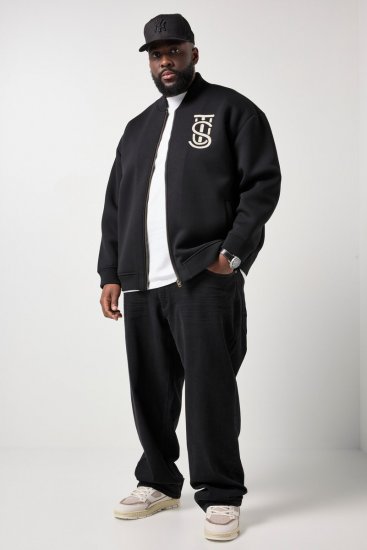 STHUGE 847083 Giacca varsity in tessuto scuba Nero - Giubbotti - Giubbotti Uomo Taglie Forti