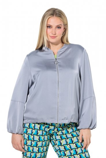 Ulla Popken 847191 Giubbotto luccicante con collo college Grigio - Giacche - Giacche taglie forti da donna