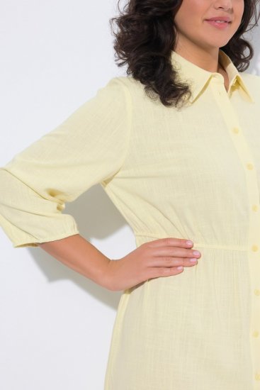 Ulla Popken 847224 Abito in misto lino Giallo - Abiti estivi - Abiti estivi taglie forti