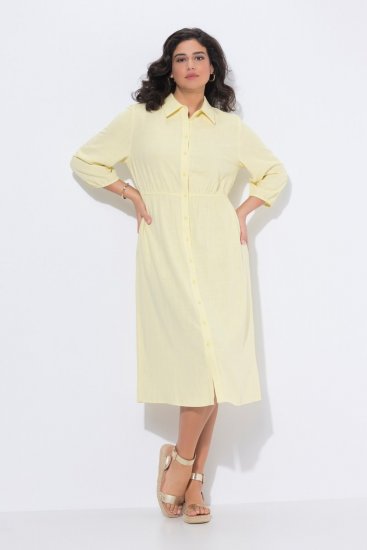 Ulla Popken 847224 Abito in misto lino Giallo - Abiti estivi - Abiti estivi taglie forti