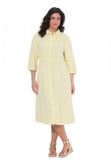 Ulla Popken 847224 Abito in misto lino Giallo - Abiti estivi - Abiti estivi taglie forti