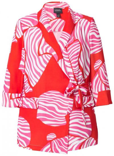 Ulla Popken 847275 Blazer a righe effetto incrociato Rosso - Blazer - Blazer Taglie Forti da Donna