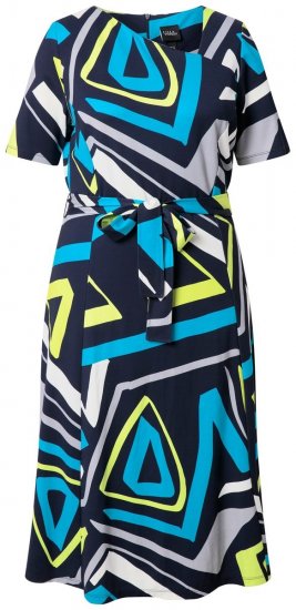 Ulla Popken 847324 Abito midi fantasia Blu scuro - Vestiti midi - Abiti midi taglie comode