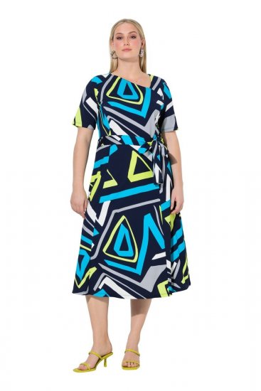 Ulla Popken 847324 Abito midi fantasia Blu scuro - Vestiti midi - Abiti midi taglie comode