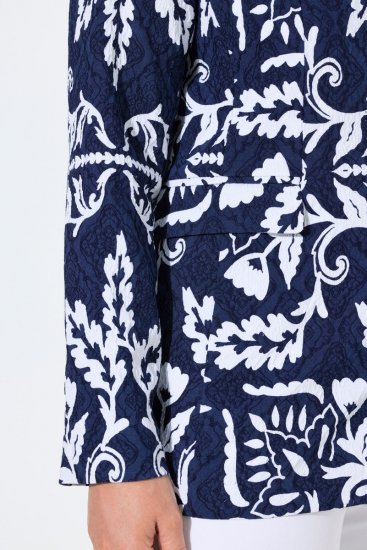 Ulla Popken 847586 Blazer in jacquard floreale Blu scuro - Blazer - Blazer Taglie Forti da Donna