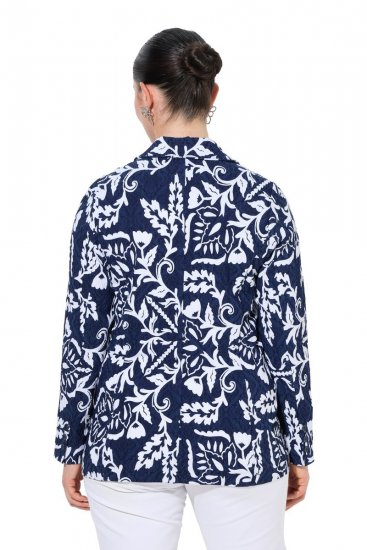 Ulla Popken 847586 Blazer in jacquard floreale Blu scuro - Blazer - Blazer Taglie Forti da Donna