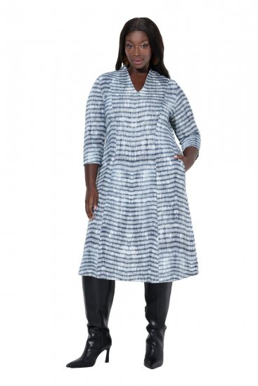 Ulla Popken 847643 Abito in jersey a righe Blu scuro - Abiti in jersey - 