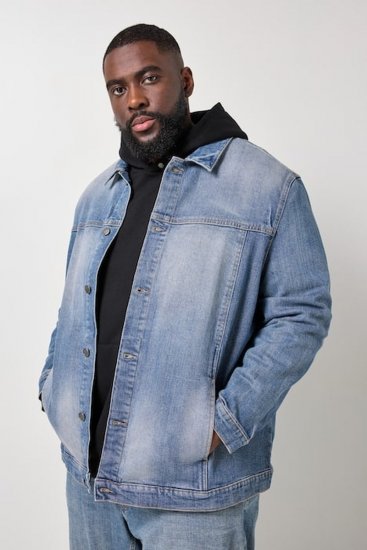 STHUGE 847739 Giacca di jeans dal look vintage Azzurro - Giubbotti - Giubbotti Uomo Taglie Forti