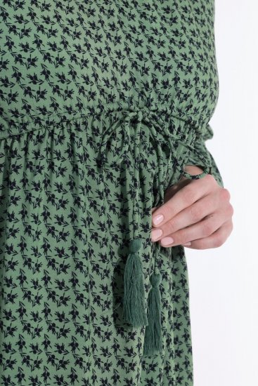 Ulla Popken 847798 Abito midi svasato con scollo a V Verde scuro - Vestiti midi - Abiti midi taglie comode