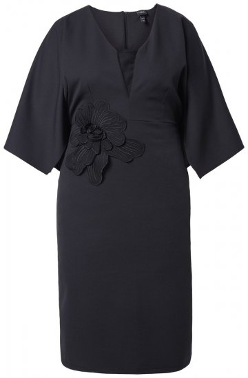 Ulla Popken 847909 Abito midi a fiori Nero - Vestiti midi - Abiti midi taglie comode