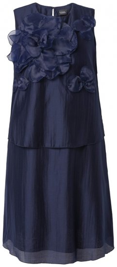 Ulla Popken 847918 Abito in chiffon a fiori Blu scuro - Vestiti midi - Abiti midi taglie comode