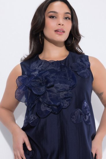 Ulla Popken 847918 Abito in chiffon a fiori Blu scuro - Vestiti midi - Abiti midi taglie comode