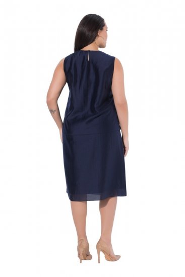 Ulla Popken 847918 Abito in chiffon a fiori Blu scuro - Vestiti midi - Abiti midi taglie comode