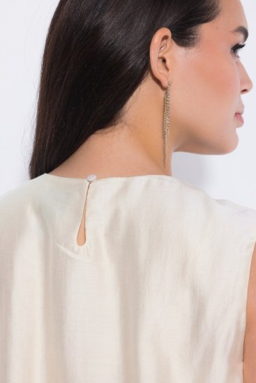 Ulla Popken 847918 Abito in chiffon a fiori Bianco panna - Abiti estivi - Abiti estivi taglie forti