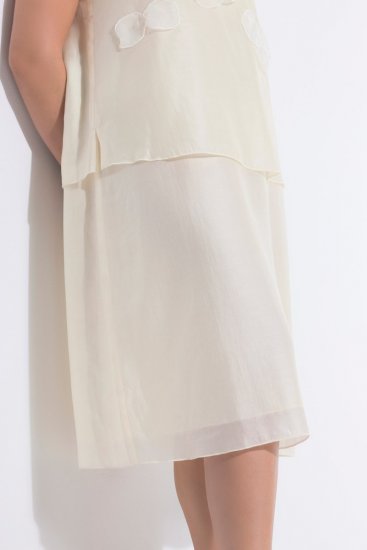 Ulla Popken 847918 Abito in chiffon a fiori Bianco panna - Abiti estivi - Abiti estivi taglie forti