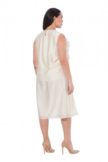 Ulla Popken 847918 Abito in chiffon a fiori Bianco panna - Abiti estivi - Abiti estivi taglie forti