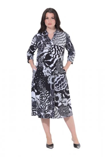 Ulla Popken 847972 Abito in maglia a fiori Bianco - Abiti in maglia - 
