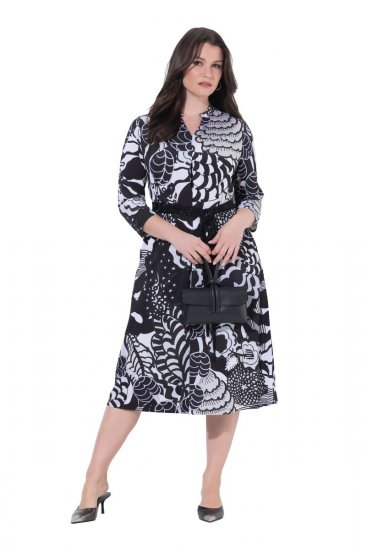 Ulla Popken 847972 Abito in maglia a fiori Bianco - Abiti in maglia - 
