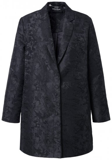 Ulla Popken 848099 Blazer jacquard a fiori con abbottonatura nascosta Nero - Blazer - Blazer Taglie Forti da Donna
