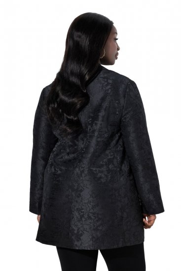 Ulla Popken 848099 Blazer jacquard a fiori con abbottonatura nascosta Nero - Blazer - Blazer Taglie Forti da Donna