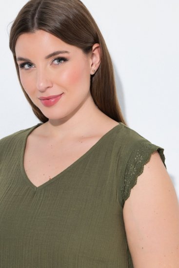 Ulla Popken 848131 Pigiama con pizzo Verde oliva - Pigiami/Loungewear - 