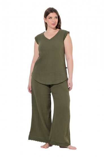 Ulla Popken 848131 Pigiama con pizzo Verde oliva - Pigiami/Loungewear - 