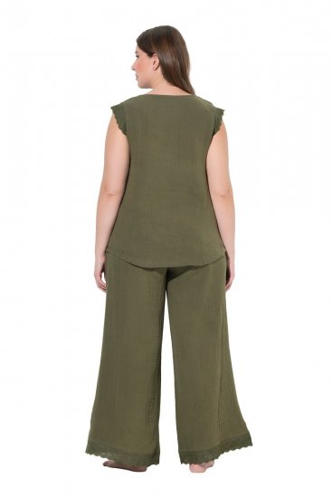 Ulla Popken 848131 Pigiama con pizzo Verde oliva - Pigiami/Loungewear - 