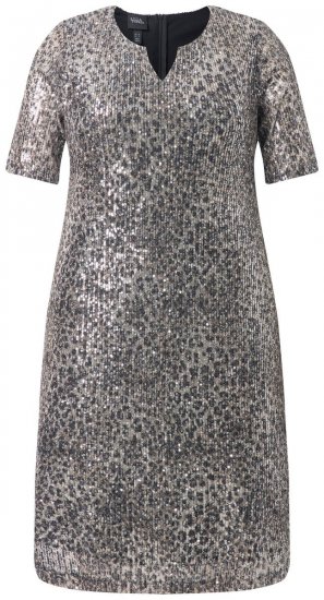 Ulla Popken 848137 Abito di paillettes animalier Beige - Abiti da sera - Abiti da sera taglie forti