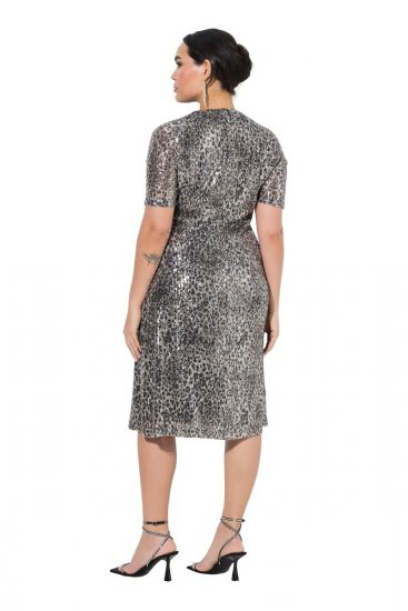 Ulla Popken 848137 Abito di paillettes animalier Beige - Abiti da sera - Abiti da sera taglie forti