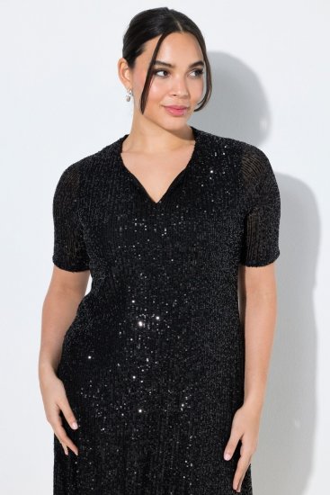 Ulla Popken 848140 Abito di paillettes Nero - Abiti da sera - Abiti da sera taglie forti