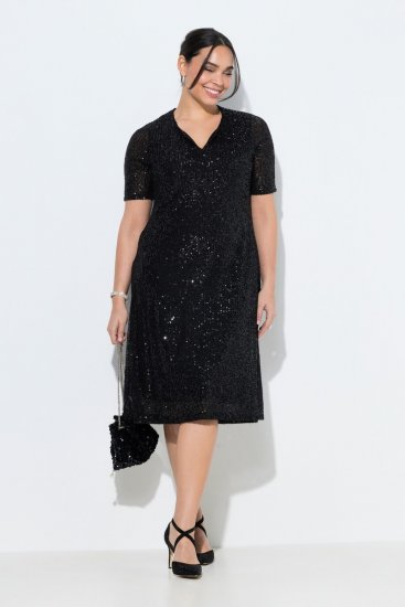 Ulla Popken 848140 Abito di paillettes Nero - Abiti da sera - Abiti da sera taglie forti
