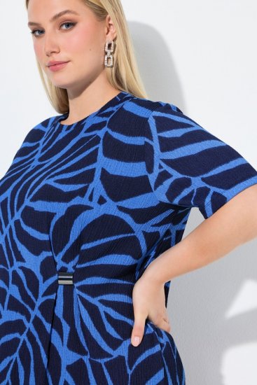 Ulla Popken 848162 Abito midi fantasia Blu scuro - Vestiti midi - Abiti midi taglie comode