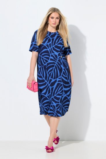Ulla Popken 848162 Abito midi fantasia Blu scuro - Vestiti midi - Abiti midi taglie comode