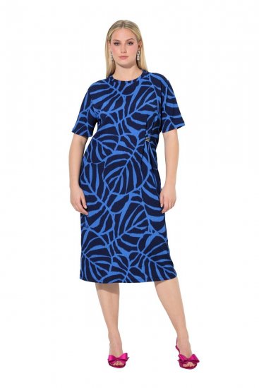 Ulla Popken 848162 Abito midi fantasia Blu scuro - Vestiti midi - Abiti midi taglie comode