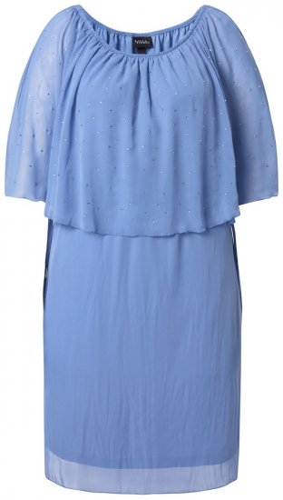 Ulla Popken 848169 Abito in chiffon svasato Azzurro - Vestiti midi - Abiti midi taglie comode