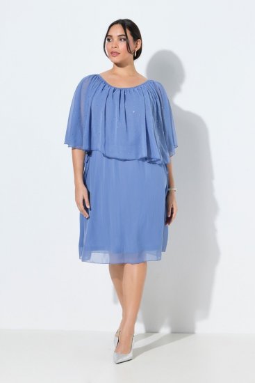 Ulla Popken 848169 Abito in chiffon svasato Azzurro - Vestiti midi - Abiti midi taglie comode