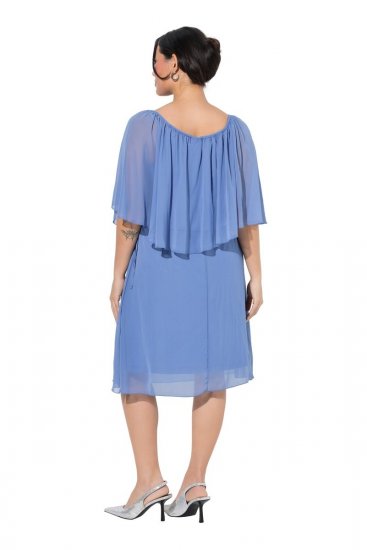 Ulla Popken 848169 Abito in chiffon svasato Azzurro - Vestiti midi - Abiti midi taglie comode