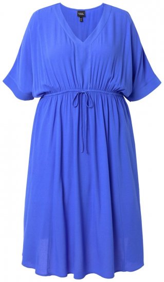 Ulla Popken 848224 Abito lungo a maniche corte con scollo a V Blu - Vestiti maxi - Abiti maxi taglie forti