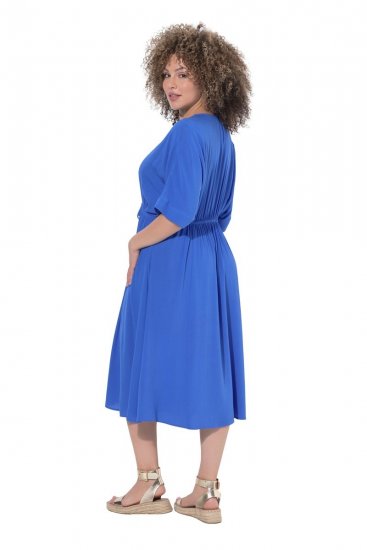 Ulla Popken 848224 Abito lungo a maniche corte con scollo a V Blu - Vestiti maxi - Abiti maxi taglie forti