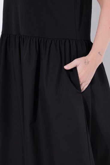 Ulla Popken 848305 Abito midi senza maniche con scollo a V Nero - Vestiti midi - Abiti midi taglie comode