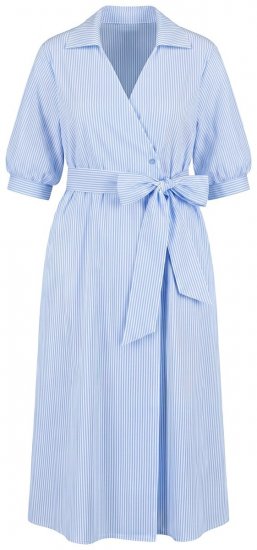 Ulla Popken 848467 Abito a portafoglio a righe con tasche Azzurro - Vestiti midi - Abiti midi taglie comode