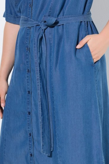 Ulla Popken 848491 Abito chemisier Blu denim - Vestiti midi - Abiti midi taglie comode